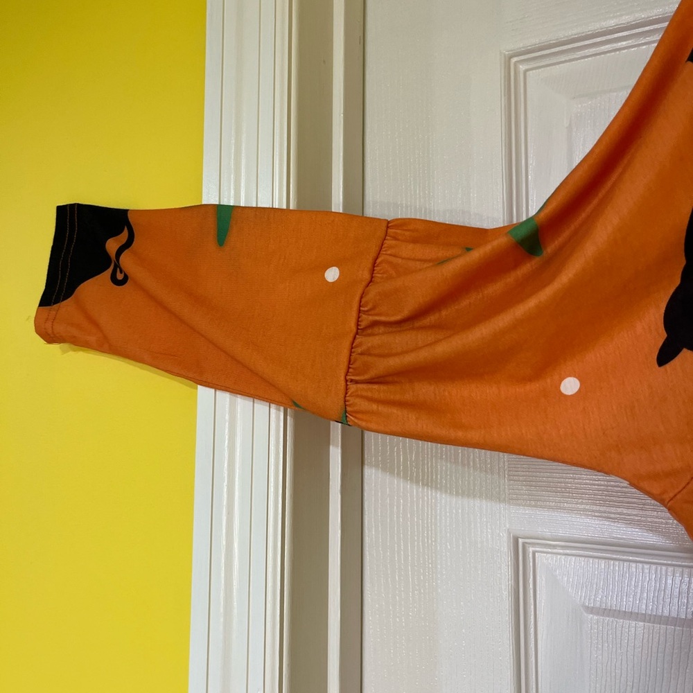 NWOT Leo Rosi Orange & Black Halloween Tunic Dress Size Small - Picture 4 of 11